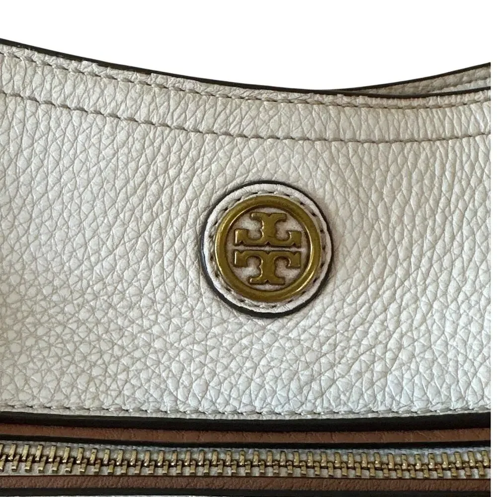 Tory Burch Frances Satchel Colorblock Leather Navy Cream‎ Tan